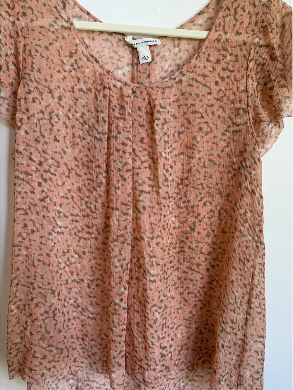 Banana Republic Women’s Soft Sheer Silk Blouse Large Office Work Elegant Top